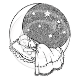 0366 G - Baby in Moon Rubber Stamp