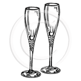 0380 B or E - Champagne Glasses Rubber Stamp