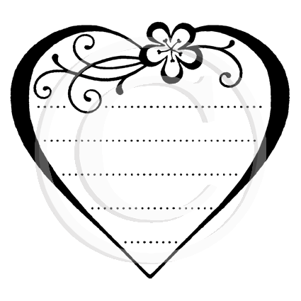 0407 F - Journalling Label Heart Rubber Stamp