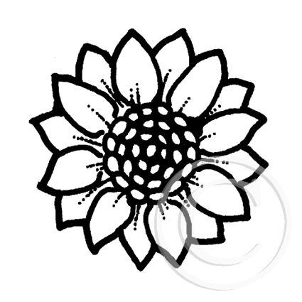 0622 A or C - Sunflower Head Rubber Stamp