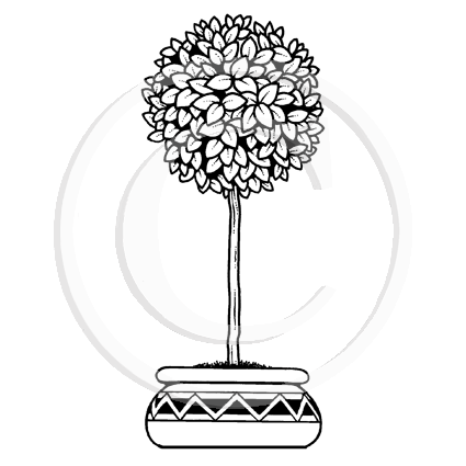0634 FF - Topiary Tree Rubber Stamps