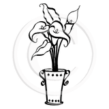 0683 FF - Vase of Lilies  Rubber Stamp