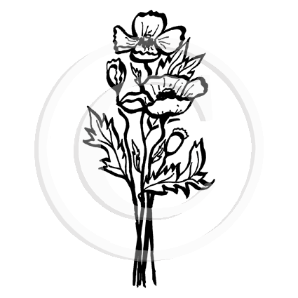 0686 FF - Poppies Rubber Stamp