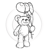 0719 E - Teddy With Balloons Rubber Stamp