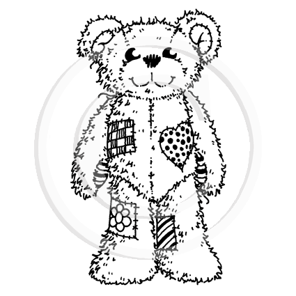 0720 E - Patchwork Teddy Rubber Stamp