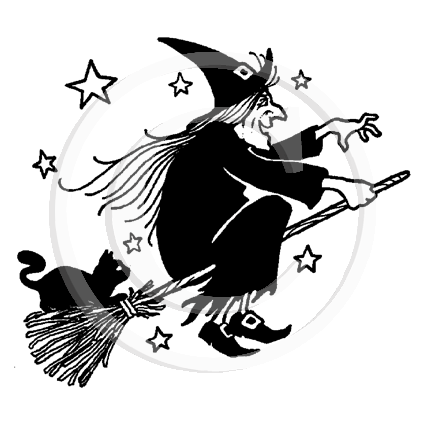 0820 F - Witch Rubber Stamp