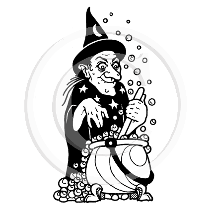 0822 E - Witch Rubber Stamp