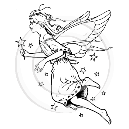 0826 F - Fairy with Stars Rubber Stamp