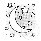 0909 C - Moon and Stars Rubber Stamp