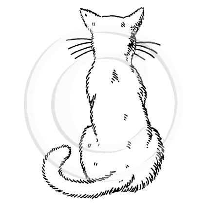 1047 E - Back of Cat Rubber Stamp