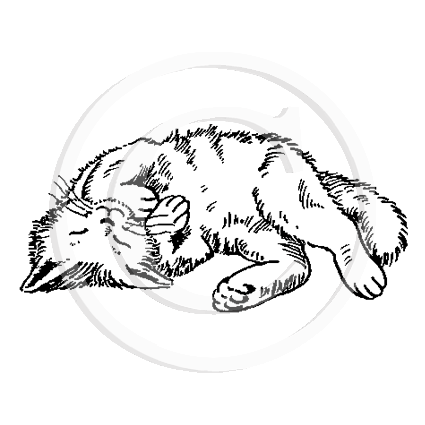 1048 E - Rolling Cat Rubber Stamp