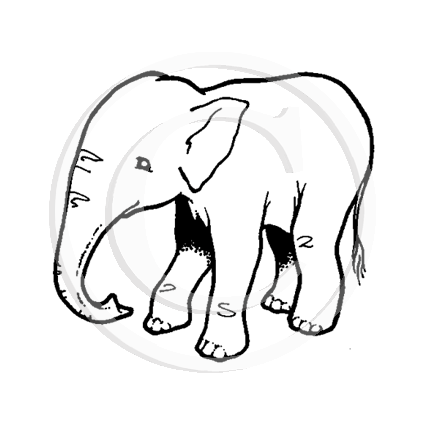 1226 A - Elephant Rubber Stamp