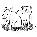 1245 D - Pigs Rubber Stamp