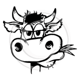 1292 G - Cow Head Rubber Stamp