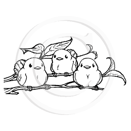 1328 Birds On Branch Rubber Stamp