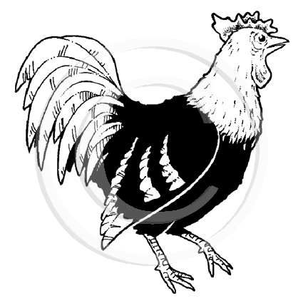 1346 D Rooster Rubber Stamp