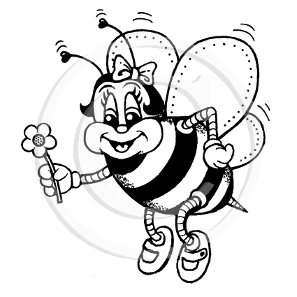 1395 F or C - Girl Bee Rubber Stamp