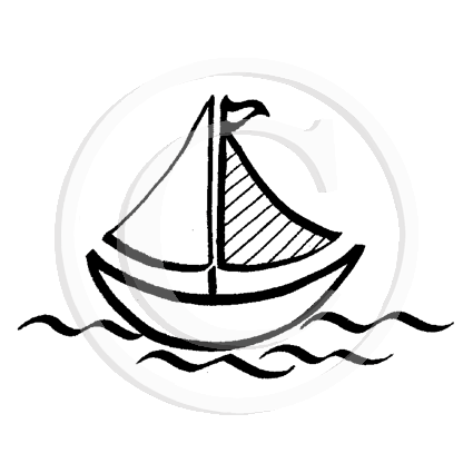 1463 B or E - Sail Boat Rubber Stamp