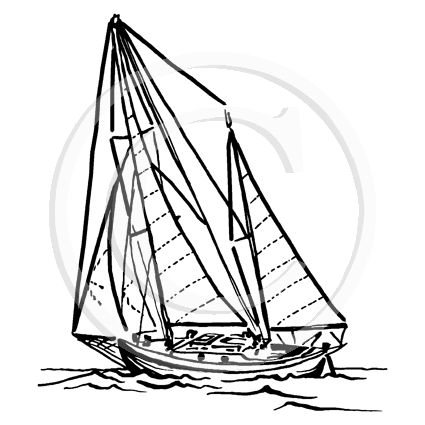 1464 F - Sail Boat Rubber Stamp