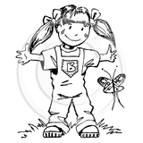 1504 F - Girl With Butterfly Rubber Stamp