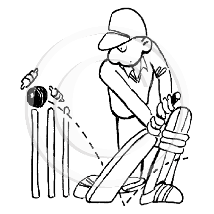 1519 D - Cricket Player Rubber Stamp