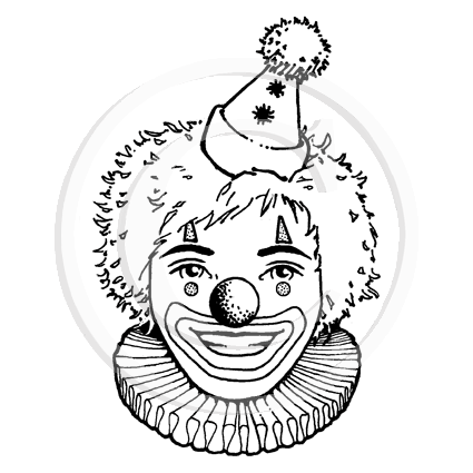 1552 F - Clown Head Rubber Stamp