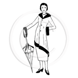 1591 GG - Lady With Umbrella Rubber Stamp