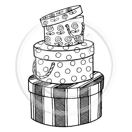 1656 E or GG - Hat Boxes Rubber Stamp