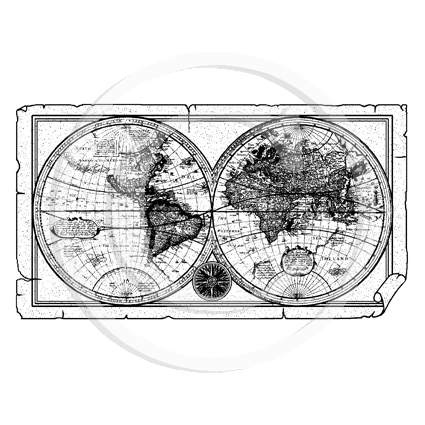 1682 GG - World Map Rubber Stamp