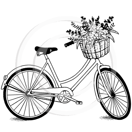 1766 G - Bike With Basket Rubber Stamp