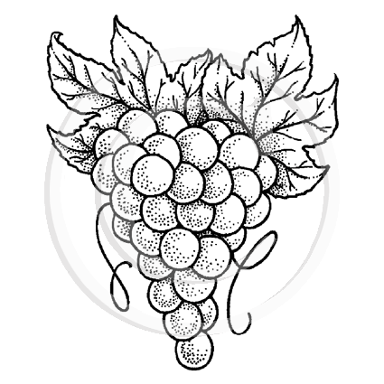 1857 G - Grapes Rubber Stamp