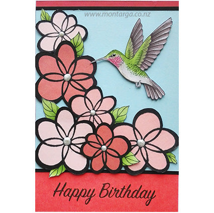 Card Sample - Hummingbird with flowers