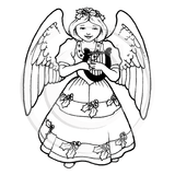 2137 G - Angel With Harp Rubber Stamp