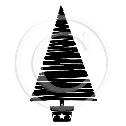 2232 E - Christmas Tree Rubber Stamp
