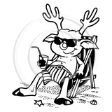 2303 C or F - Rudolph on the Beach Rubber Stamp
