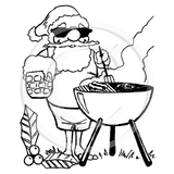 2306 c or F - BBQ Santa Rubber Stamp