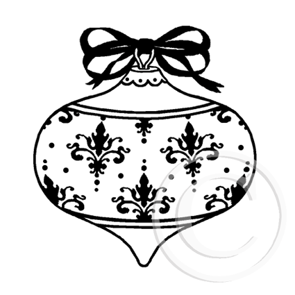 2356 D or F - Damask Christmas Ball Rubber Stamp