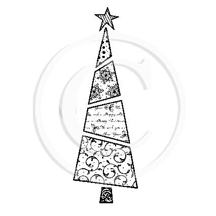 2374 FFF - Mosaic Christmas Tree Rubber Stamp