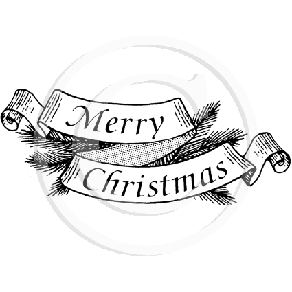 2375 FF - Merry Christmas in Scroll Wording Rubber Stamp