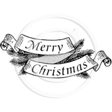 2375 FF - Merry Christmas in Scroll Wording Rubber Stamp