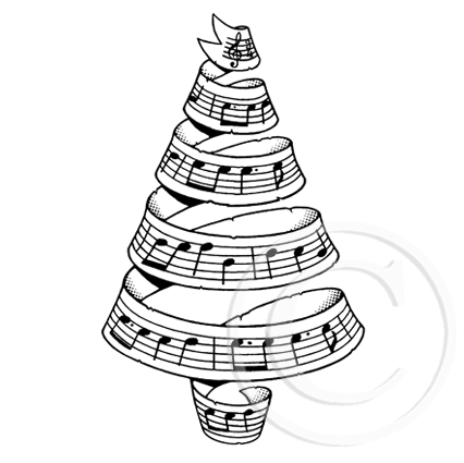 2379 GG - Music Christmas Tree Rubber Stamp
