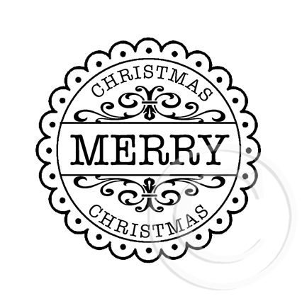 2380 F - Merry Christmas Scallop Border Rubber Stamp