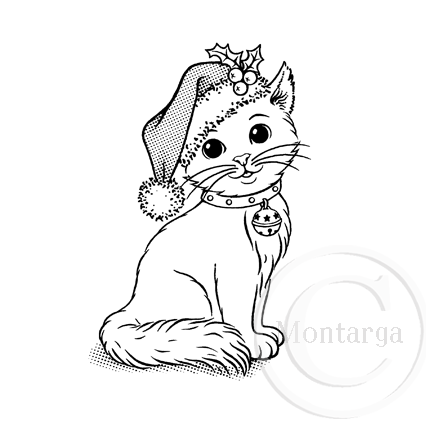 2392 G - Christmas Cat Rubber Stamp