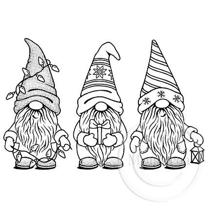 2399 GG - Christmas Gnome Trio Rubber Stamp