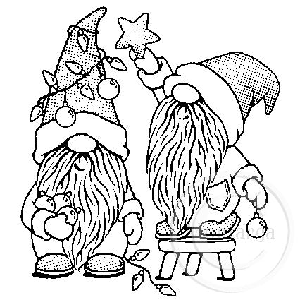 2403 G - Christmas Gnome Duo Rubber Stamp