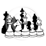 2604 E - Chess Pieces Rubber Stamp