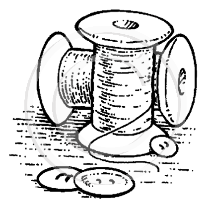 2619 C - Cotton Reel Rubber Stamp