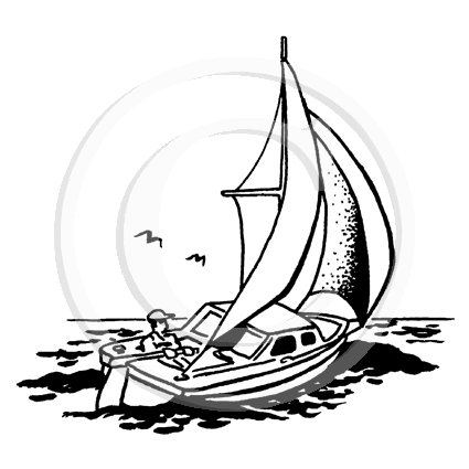 2629 G - Sail Boat Rubber Stamp