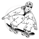 2643 F - Skateboarding Rubber Stamp