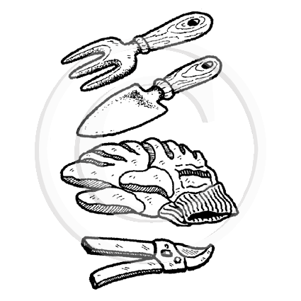 2644 E - Gardening Tools Rubber Stamp